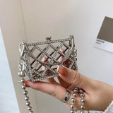 Women's Diamond Shoulder Crossbody Bag Golden Satchel Set