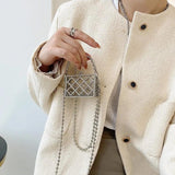 Women's Diamond Shoulder Crossbody Bag Golden Satchel Set