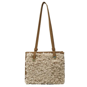 Retro Faux Suede Lambswool Tote Bag