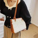 Retro Faux Suede Lambswool Tote Bag