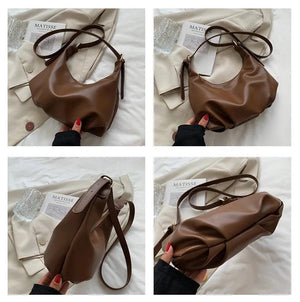 2021 Winter Lady Handbag Purse Solid Soft PU Leather Shoulder Crossbody Bag