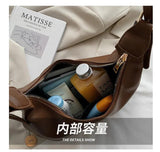2021 Winter Lady Handbag Purse Solid Soft PU Leather Shoulder Crossbody Bag