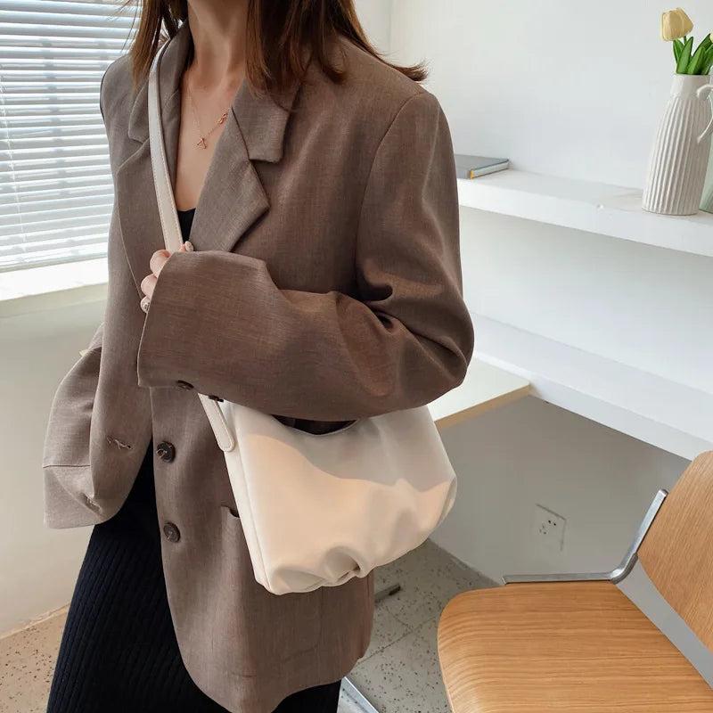 2021 Winter Lady Handbag Purse Solid Soft PU Leather Shoulder Crossbody Bag
