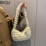 Women Shoulder Bags Lattice Armpit Handbags Mini Pure Shoulder Top-Handle Bag