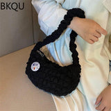 Women Shoulder Bags Lattice Armpit Handbags Mini Pure Shoulder Top-Handle Bag