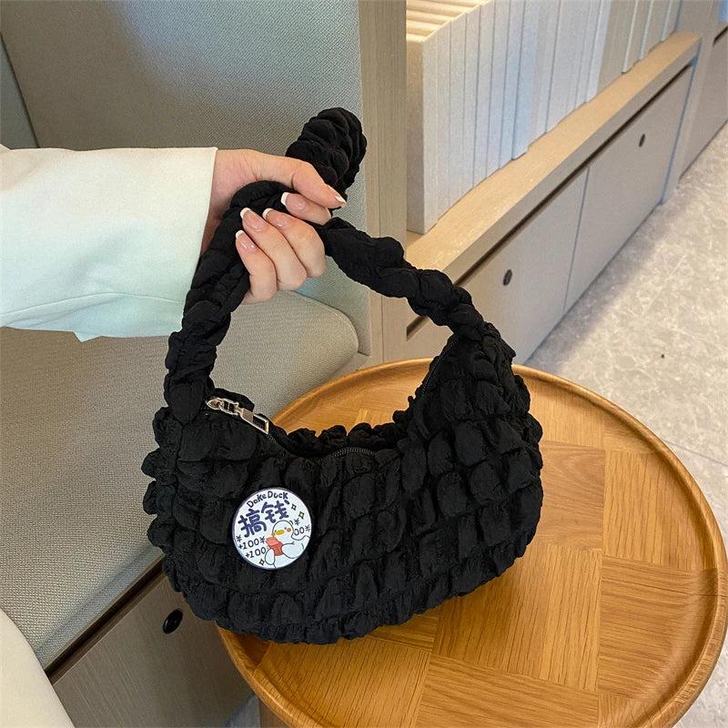 Women Shoulder Bags Lattice Armpit Handbags Mini Pure Shoulder Top-Handle Bag