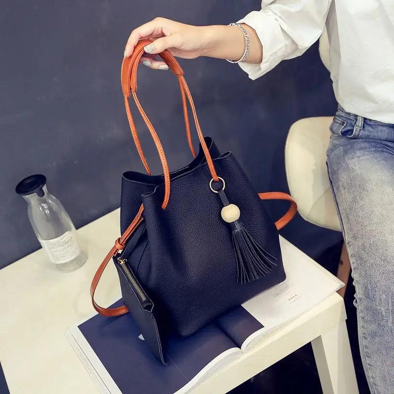 Tassel Bucket Bag Autumn Style One Shoulder Messenger Bag