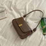 Retro Red Women's Leather Handbag Underarm Bag