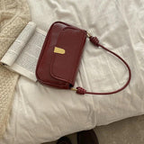 Retro Red Women's Leather Handbag Underarm Bag