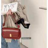 Retro Red Women's Leather Handbag Underarm Bag