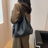 Winter 2pc Women's Tassel Shoulder Bag Solid Leather