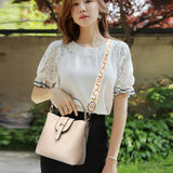 PU Leather Shoulder Bag for Women Bucket Crossbody Bag