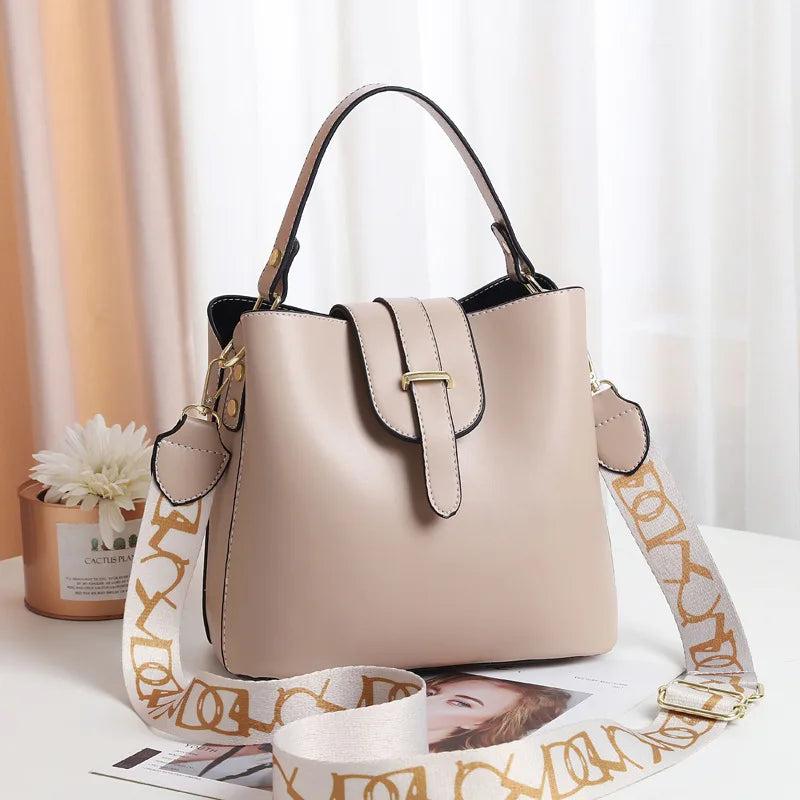 PU Leather Shoulder Bag for Women Bucket Crossbody Bag
