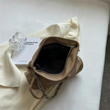 Women's Leather Shoulder Bag Large Solid Chain Crossbody Bag