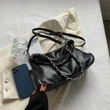 Women's Leather Shoulder Bag Large Solid Chain Crossbody Bag