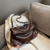 Women's Leather Shoulder Bag Large Solid Chain Crossbody Bag