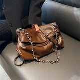 Women's Leather Shoulder Bag Large Solid Chain Crossbody Bag