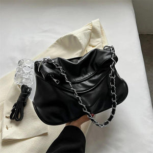 Women's Leather Shoulder Bag Large Solid Chain Crossbody Bag