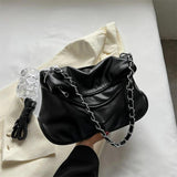 Women's Leather Shoulder Bag Large Solid Chain Crossbody Bag