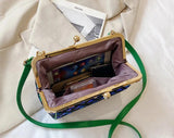 Women Diamond Lattice Sequined Shoulder Bag Top Handle Satchel