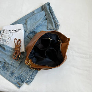 Solid Leather Ladies Large Bag Zipper Shopping Bag