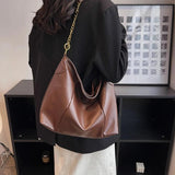 Solid Leather Ladies Large Bag Zipper Shopping Bag