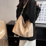 Solid Leather Ladies Large Bag Zipper Shopping Bag