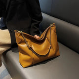 Solid Leather Ladies Large Bag Zipper Shopping Bag