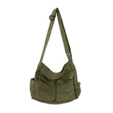 Women's Canvas Shoulder Bags Casual Tote Large Capacity Solid Crossbody Bag