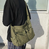 Women's Canvas Shoulder Bags Casual Tote Large Capacity Solid Crossbody Bag