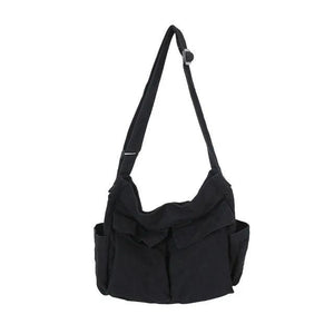 Women's Canvas Shoulder Bags Casual Tote Large Capacity Solid Crossbody Bag