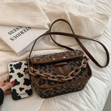 Leopard Shoulder Bag Chain Crossbody for Women Messenger Tote Handbags