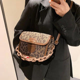 Leopard Shoulder Bag Chain Crossbody for Women Messenger Tote Handbags
