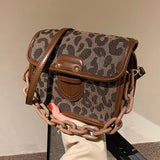 Leopard Shoulder Bag Chain Crossbody for Women Messenger Tote Handbags