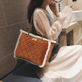 Winter Suede Shoulder Bags for Women Large Capacity Handbags