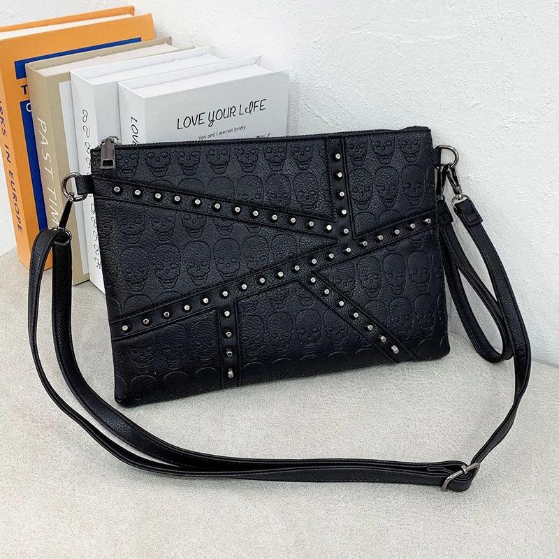 Punk Skull Clutch Bag Retro Rivet Satchel ZM1145
