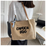 Female Sweet Letter Straw Woven Shoulder Bag