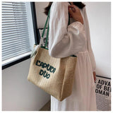 Female Sweet Letter Straw Woven Shoulder Bag