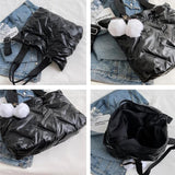 Winter Women's Padded Shoulder Bag Down Fabric Large Capacity Messenger Bag Hand
