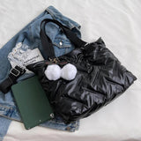 Winter Women's Padded Shoulder Bag Down Fabric Large Capacity Messenger Bag Hand