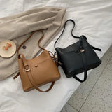 Casual Buckets Bag for Women PU Leather Shoulder Bag Large Capacity Totes