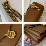 Retro Square Bag Women High Lock Handbag PU Shoulder Crossbody