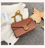 Retro Square Bag Women High Lock Handbag PU Shoulder Crossbody