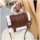 Women Winter Faux Fur Lalambswool Shoulder Crossbody Bag Handbag