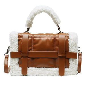 Women Winter Faux Fur Lalambswool Shoulder Crossbody Bag Handbag