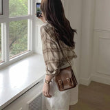 Retro PU Small Square Bag Single Shoulder Crossbody Bag