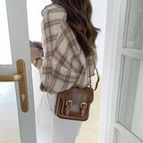 Retro PU Small Square Bag Single Shoulder Crossbody Bag