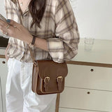 Retro PU Small Square Bag Single Shoulder Crossbody Bag