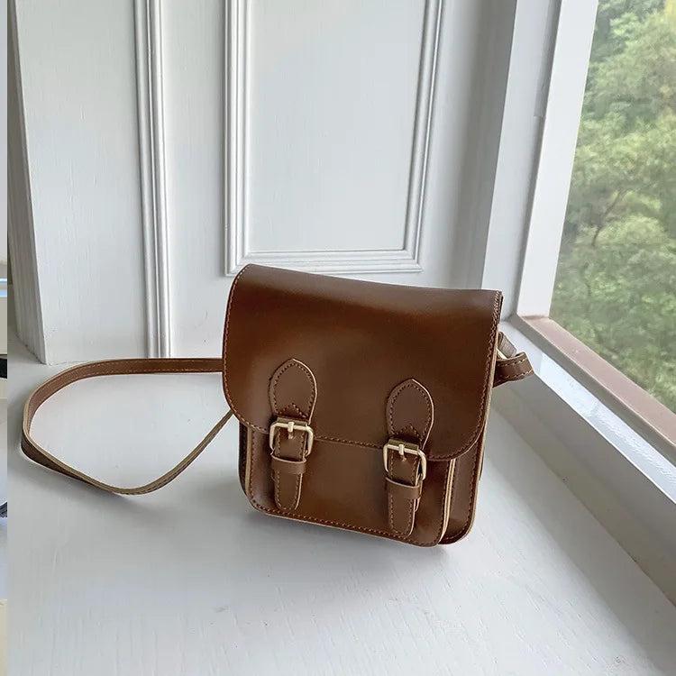 Retro PU Small Square Bag Single Shoulder Crossbody Bag