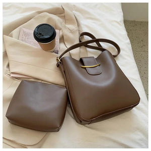 Vintage PU Leather Bucket Crossbody Bags for Women Shoulder Lady Handbags